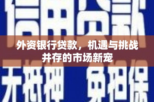 从江外资银行贷款，机遇与挑战并存的市场新宠