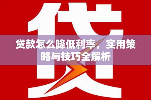 定远贷款怎么降低利率，实用策略与技巧全解析