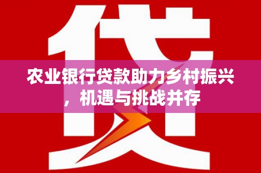 双塔农业银行贷款助力乡村振兴，机遇与挑战并存